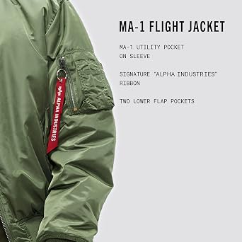 Alpha Industries MA-1 Bomber Flight Jacket - Fighter Pilot Flight Jacket - Sage, 2XL