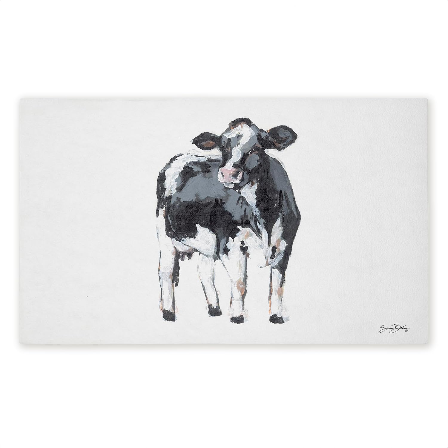 Stupell Industries Standing Country Cow Outdoor Door Mat, Durable Non-Slip Mat with Recycled Rubber Backing, Weather-Resistant Farmhouse Cow Design by Sara Baker, 18"x30"