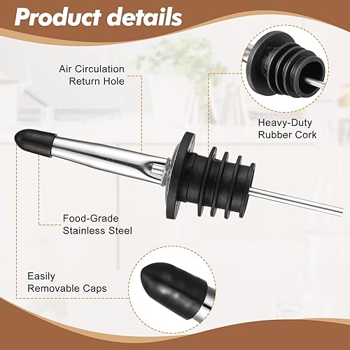 Miniatura 3 de Chengu Botellas de jugo de frutas de 34 onzas, suministros de barra de licor de plástico con vertedor de botellas de acero inoxidable, boquilla