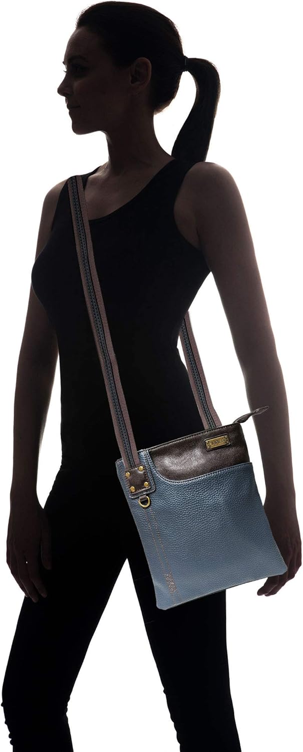 Chala Small Crossbody Phone Purse | SOFT Vegan Leather SWING Bag in Navy Blue Color (Navy Handbag Only + Indigo Wallet Gift)