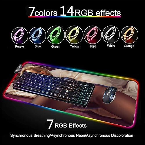 Miniatura 4 de Alfombrilla de mouse para computadora de videojuegos con LED RGB, para computadora de juegos, grande, grande, alfombrilla para mouse de escritorio