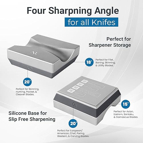 Miniatura 4 de ARZEN Afilador de cuchillos magnético profesional con guantes anticorte, 4 discos de diamante y cerámica, herramienta de afilado de cocina