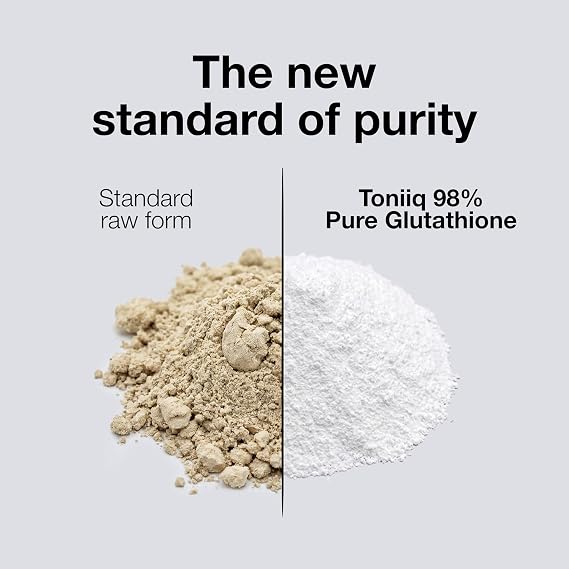 Toniiq NSF Certified Ultra High Strength Glutathione Capsules - 1000mg Concentrated Formula - 98%+ Highly Purified and Bioavailable - Non-GMO Fermentation - 60 Capsules Reduced Glutathione Supplement