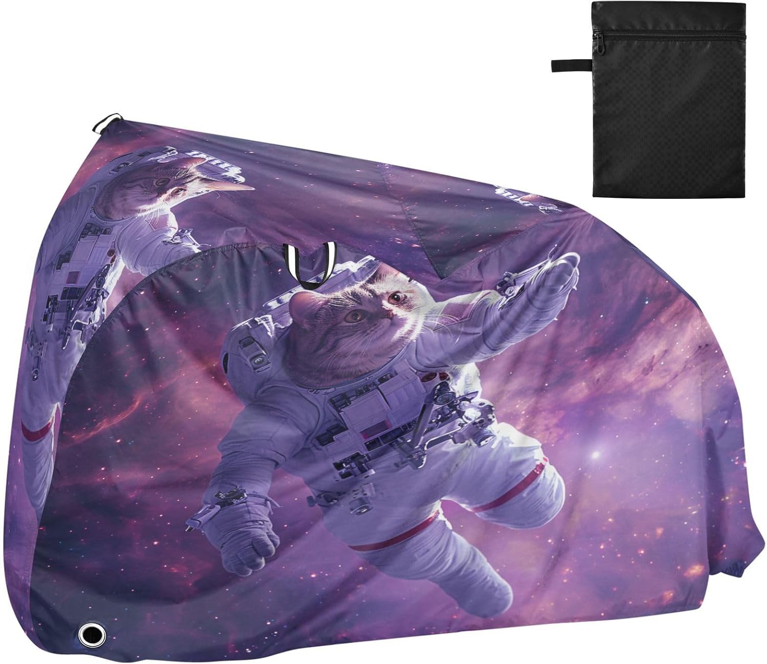 ALAZA Astronaut Cat Funny Bike Cover Waterproof Outdoor Ebike Bicycle Covers Tarp Protection for 1/2 Bikes, Sun UV Dust Wind Proof