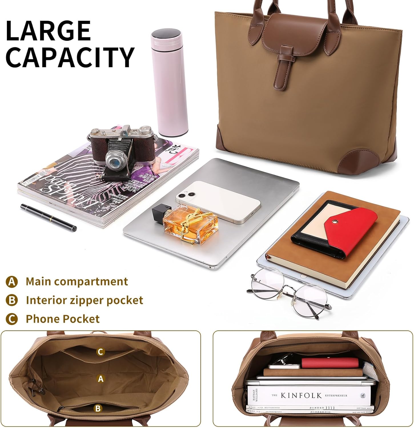 SENDEFN Nylon Tote bag for Women Shoulder Hobo Handbag Fashion Canvas Handbag Tote Crossbody Purse