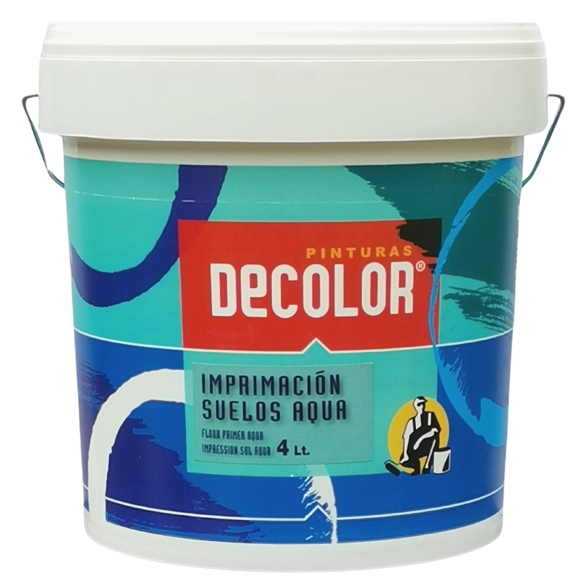 PINTURAS DECOLOR - Imprimación Suelos Aqua- Imprimación incolora para suelos, (4 LITROS). Resistente a la humedad. Gran adherencia. Garajes, Terrazas, Sotanos