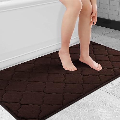 Olanly - Alfombra de baño de espuma viscoelástica, tamaño grande, ultra suave, antideslizante y absorbente, lavable a máquina, cómoda, gruesa