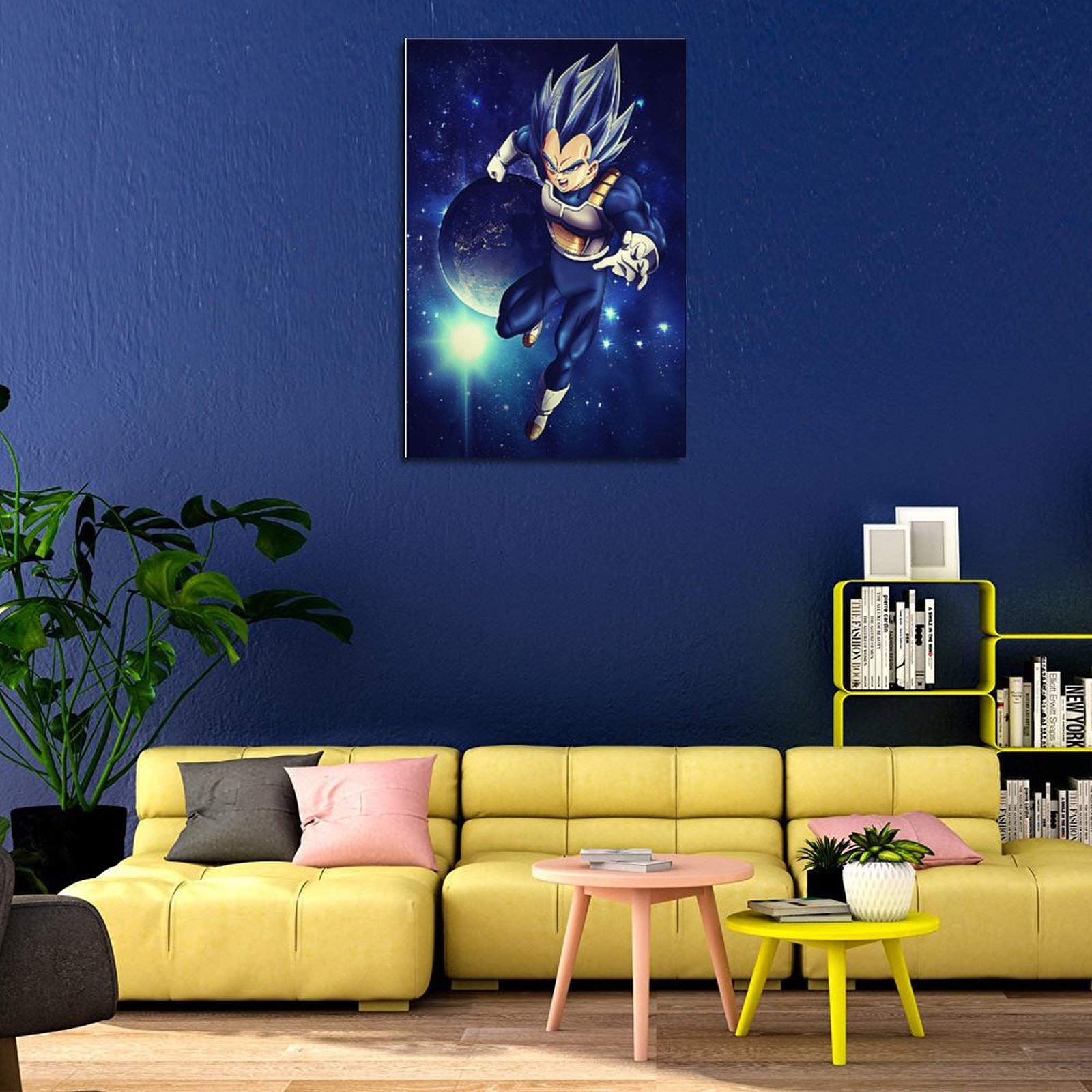 Déco Murale Dragon Ball Z - Toile En 5 Panneaux - Gogeta, Goku Et Vegeta - Prêt à Accrocher - Cadre Inclus