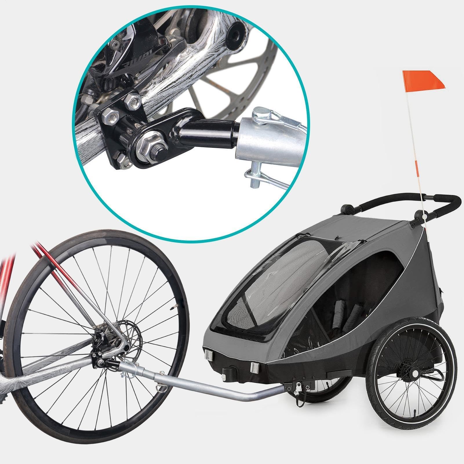 Universal Fahrradanhänger Kupplung mit Verschlussbolzen | Adapter für Kinder & Hundeanhänger | Stabiler Fahrrad Anhängerkupplung Anschluss | Schwarz