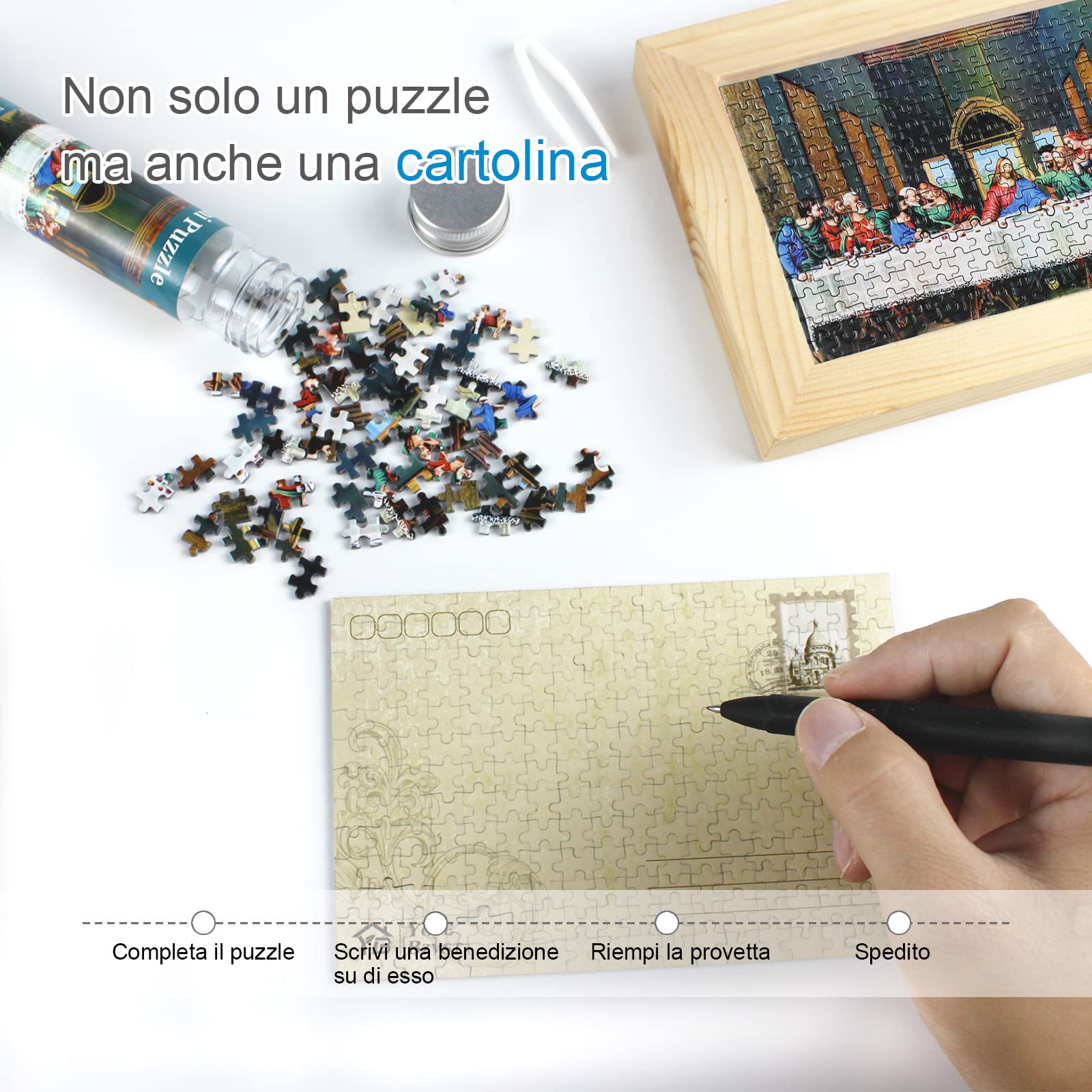 Mini Puzzle per Adulti Confezione da 8 – 234 Pezzi Ciascuno Micro Puzzle Impegnativo in Provetta, Puzzle Tascabile da Viaggio, Idea Regalo, 10x15 cm