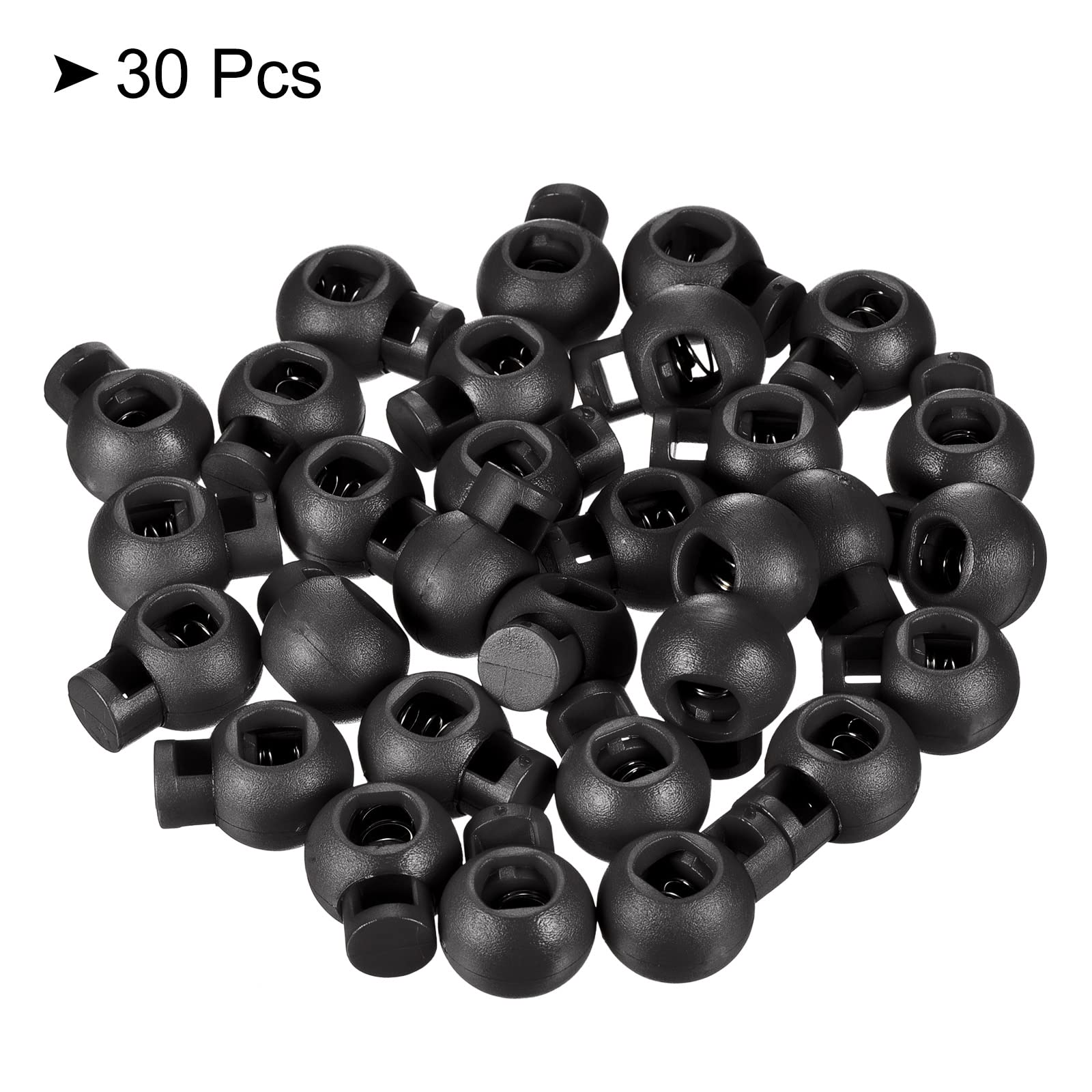 PATIKIL Cord Locks, 30 Pack Ball Spring Toggle Stopper for Drawstring Bag Shoelaces Black, 17x22mm - Image 3