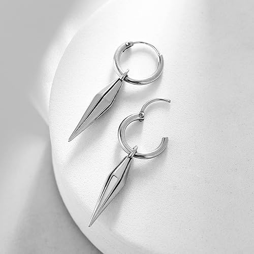 Miniatura 3 de HZMAN Pendientes de gota punk góticos de acero inoxidable para hombres y mujeres