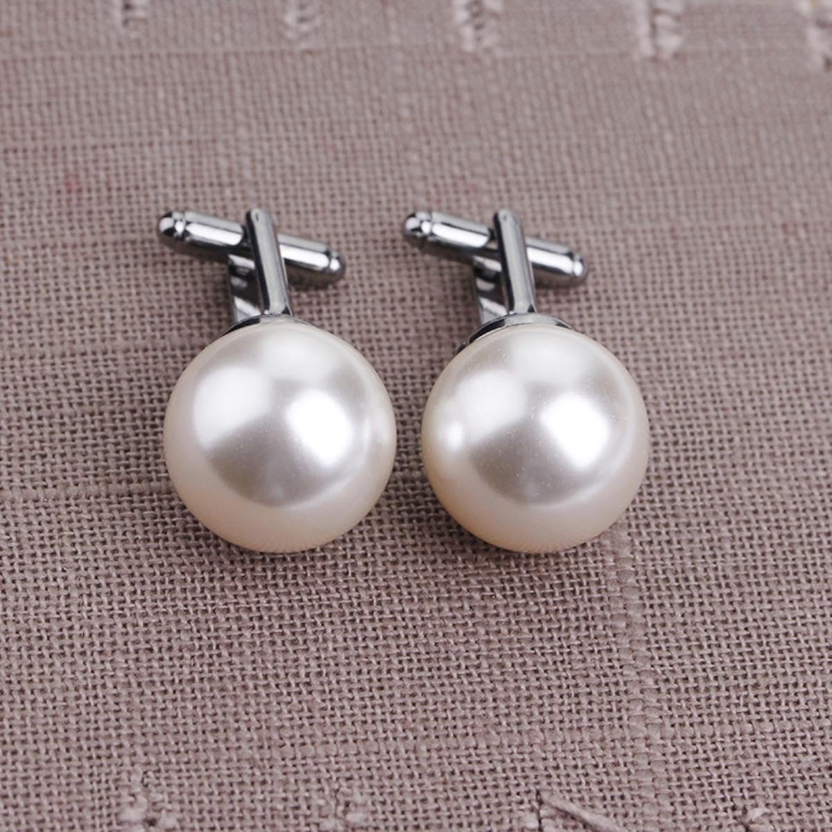 Gemelli Da Polso Eleganti Uomo/Donna Con Perle Imitazione - Per Matrimoni Ed Eventi Formali