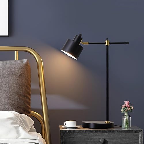 Miniatura 5 de OYEARS Lámpara de escritorio industrial moderna para lectura LED de 22.2 pulgadas, lámpara de mesa de metal para oficina, dormitorio, sala de