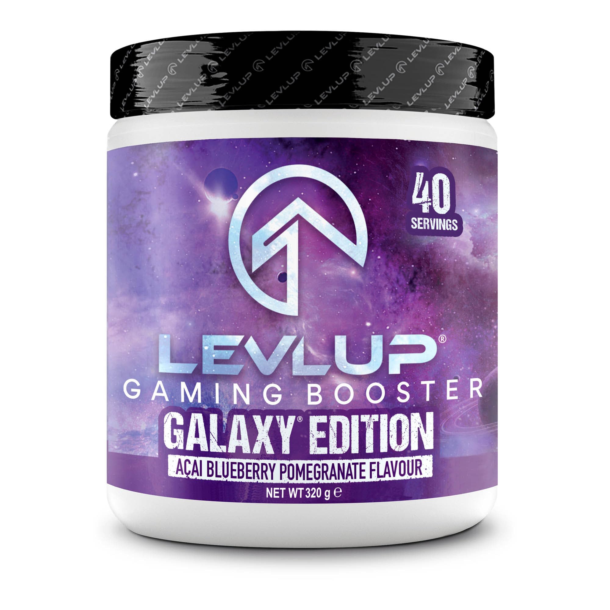LevlUp Galaxy Edition Gaming Booster - Energy Drink für Gamer - Mit Taurin, Koffein, L-Tyrosin, Vitamin B12 - Açaí, Heidelbeere und Granatapfel - 320g - 40 Portionen