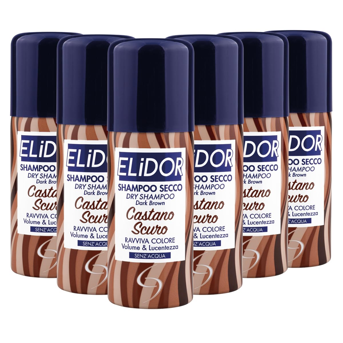 Elidor | Shampoo Secco Castano Scuro, Ravviva Colore, Volume & Lucentezza Senza Acqua da 100ml, Confezione da 6 Pezzi