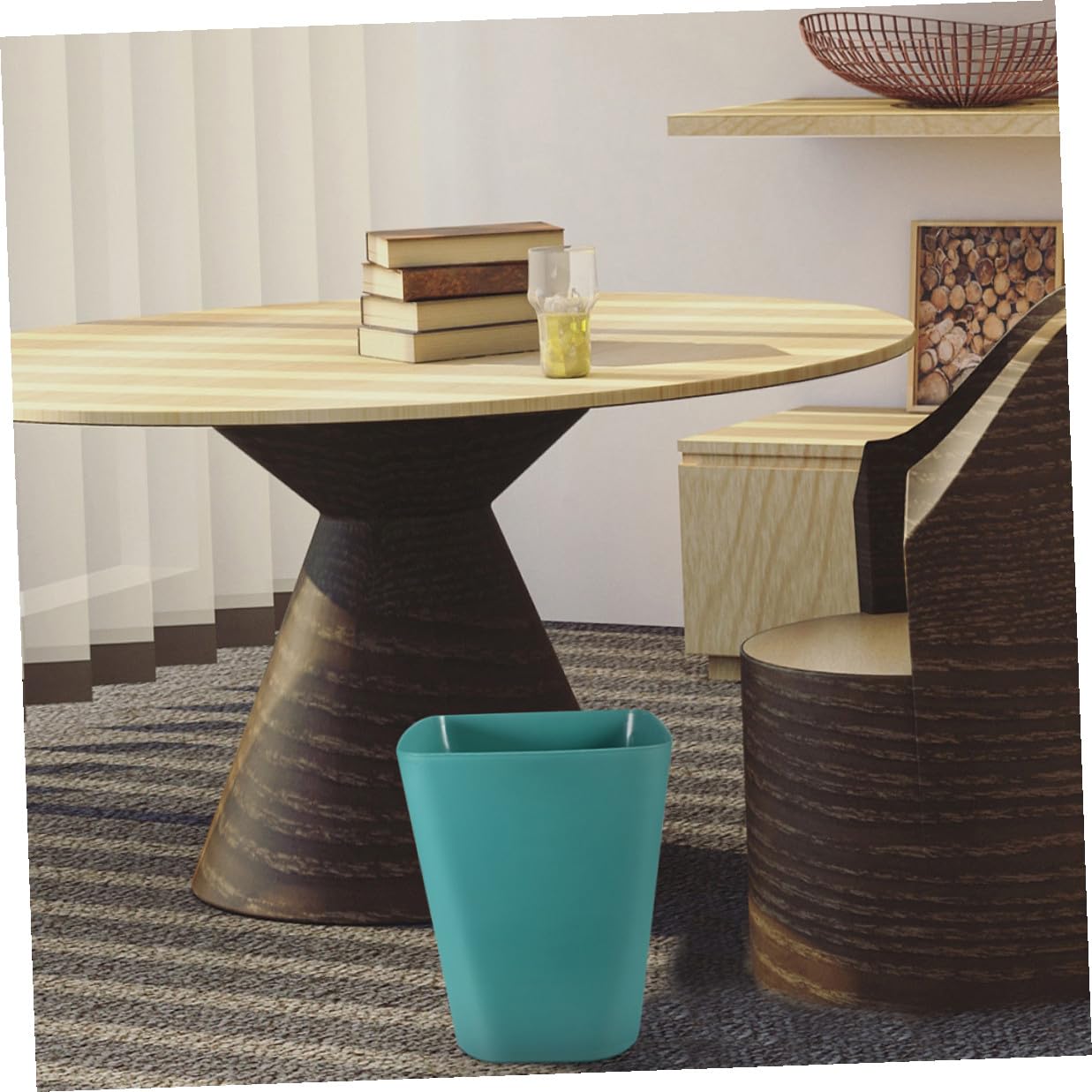 STAHAD Outdoor Trash Can Set 3Pcs Small Blue Plastic Wastebaskets Portable Rubbish Bins for Bathroom Office Bedroom Storage and Organization