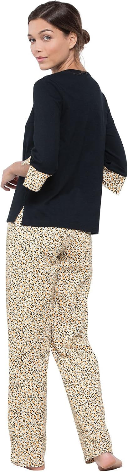 PajamaGram Womens Pajama Sets - Cotton Pajamas For Women, Leopard Print - Image 3