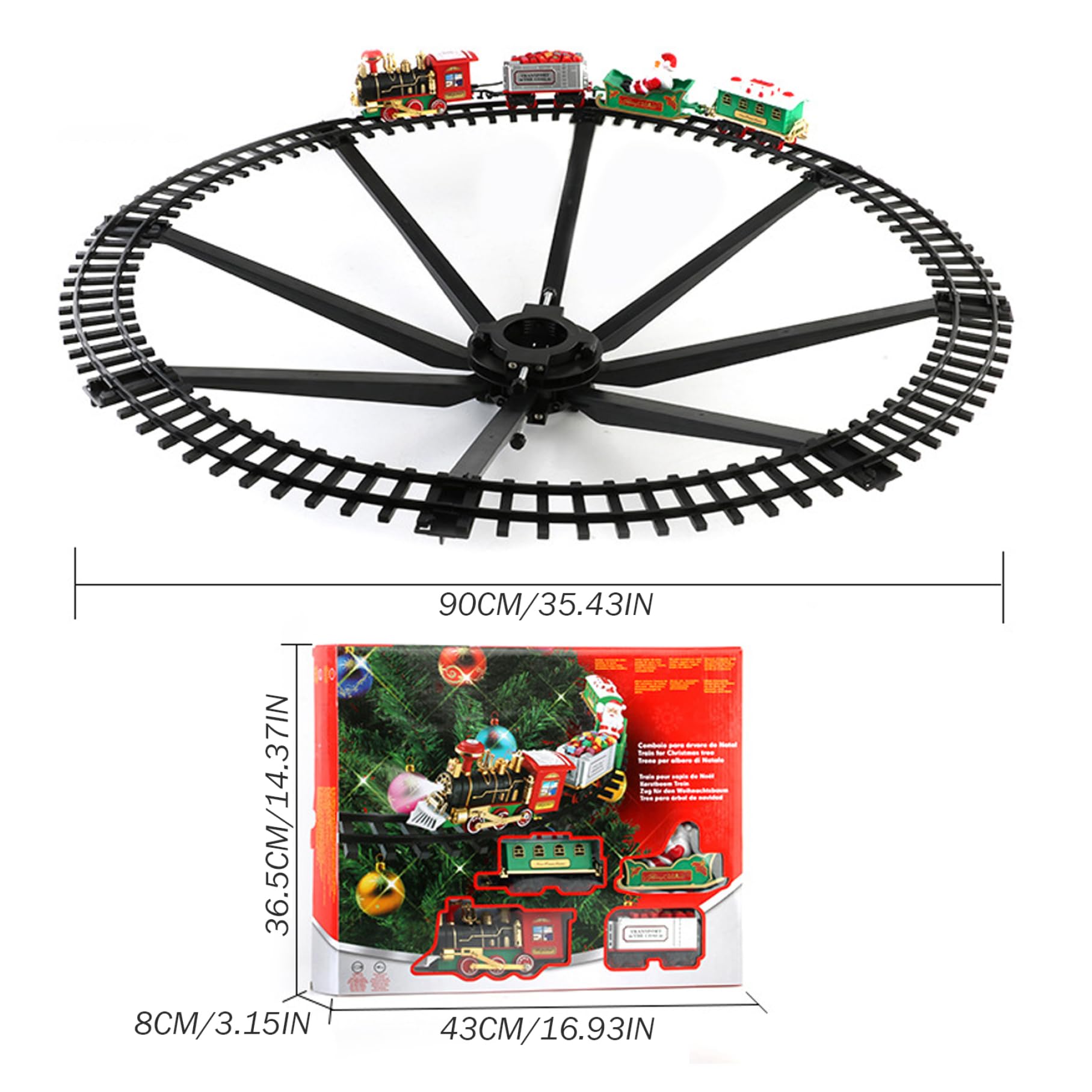 Set di Treni di Natale, Set di binari del Treno Elettrico con luci Suoni Giocattolo interattivo per Le Vacanze per Bambini Natale Capodanno