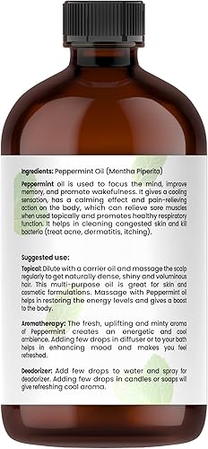 Miniatura 7 de TRATAK Organics Aceite esencial de menta, aceite 100% puro y natural para aromaterapia, aceites esenciales sin diluir con cuentagotas premium,