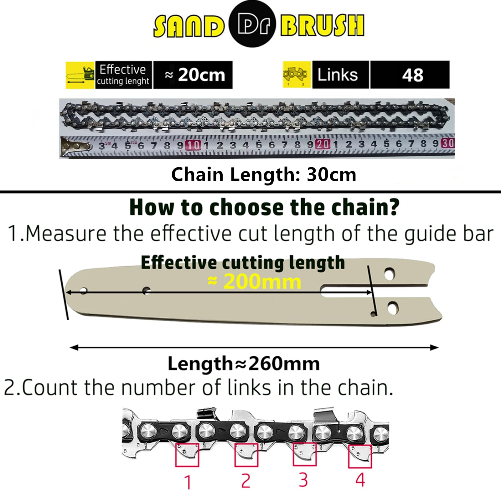 4 Catene Per Motosega Portatile 4 Pollici - Spessore 1.1mm, Taglio 10cm, Per Mini Sega Elettrica