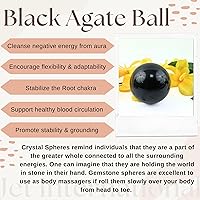 Vista 3 de Ágata negra azabache de 1.772-1.969 in, esfera de bola, piedra preciosa tallada a mano, cristal tallado a mano, curación, enfoque devocional
