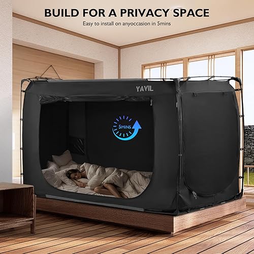 Vista 30 de King Size Bed Tent, Portable Sleeping Tents Dream Tents Indoor for Kids and Adult, Blackout 93% Breathable Privacy Space on Bed with Three Doors