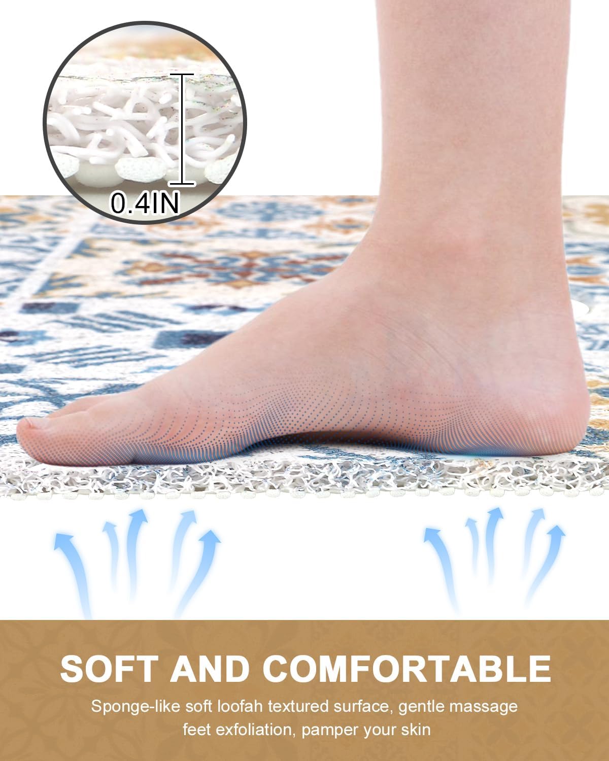 Square Shower Mat Non Slip: 27x 27 Inch Extra Large Shower Mats for Inside Shower, PVC Loofah Anti Slip Shower Mats with Drain Hole in Middle, Bath Mats for Shower Stall Easy to Clean and Dry