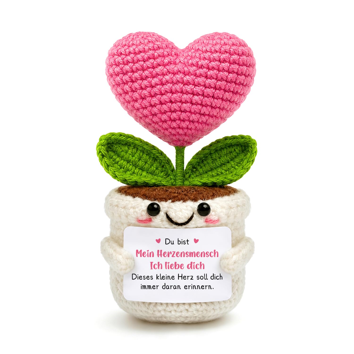 HUKUMA Ich Liebe Dich Geschenke,Strickwolle Herzblume Figuren, Geschenke für Paare Freundin Freund Partner Ehemann, Valentinstag, Hochzeitstag, Jahrestag, Liebe,I Love You Geschenk für Sie Ihn