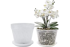 Orchid Pot for Beginners: 8 Inch 4 Pack Orchid Pots with Holes and Drip Trays