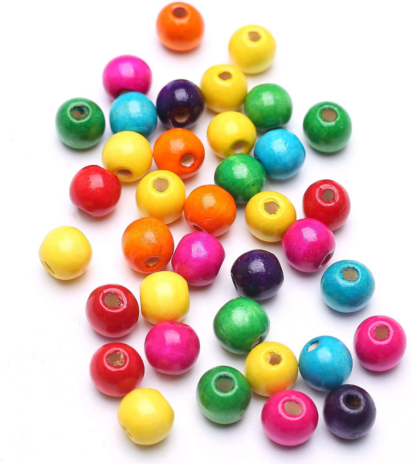 200Pcs Colourful Wooden Beads Natural Wooden Handmade Beads Round Painted Wood Spacer Loose Bead Assorted Color Craft Bead for Jewelry Bracelets Making(14mm) - Image 3