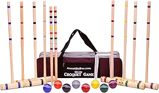 AmishToyBox.com Deluxe 8-Player Croquet Game Set with Duffel Carry Bag (Eight 32