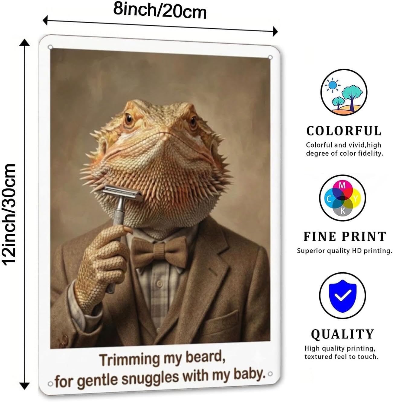Bearded Dragon Accessories Metal Tin Sign Funny Lizard Decor Wall Art Novelty Gift image 2