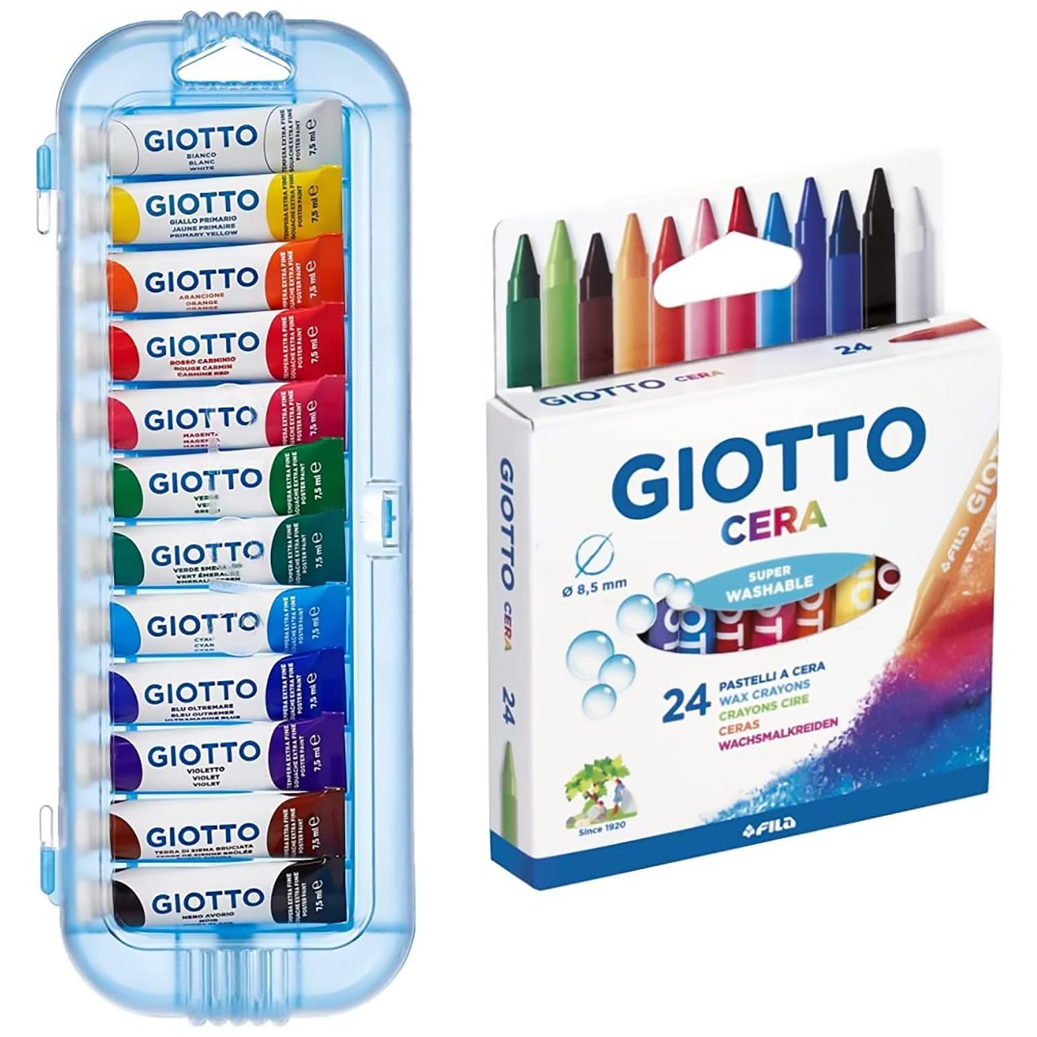 Giotto Tempera Extra Fine, Astuccio Da 12 Tempere In Tubetto, Multicolore, 7.5 Ml (Confezione Da 12)