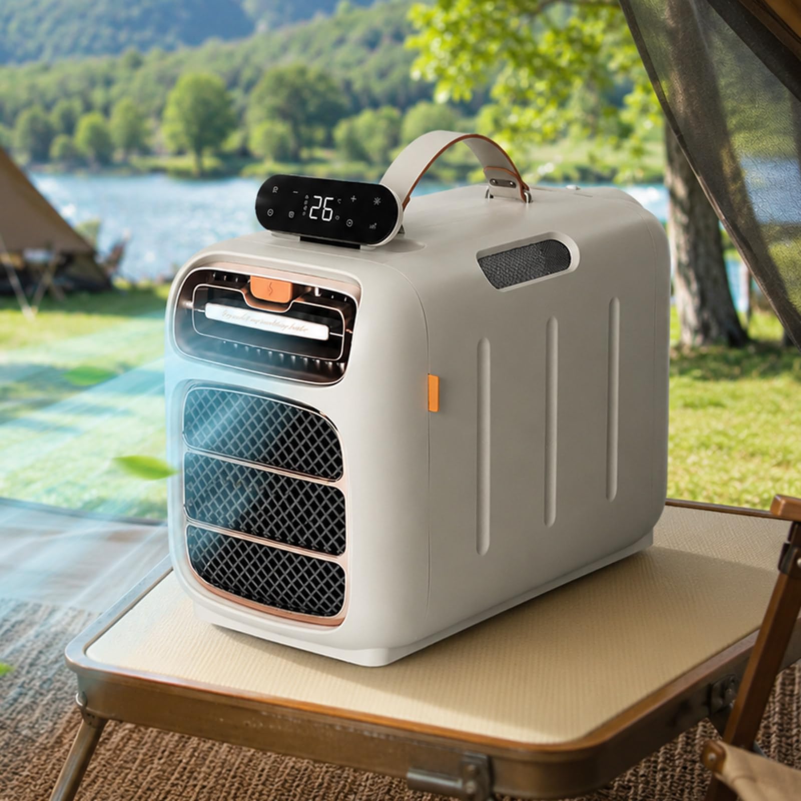 lilishangmao Tent Air Conditioner, 4700 BTU Portable Air Conditioner with 3 Speeds, Touch Panel, Adjustable Timer and Remote Control, Compact AC Unit for Camping, RV, Bedroom and Office