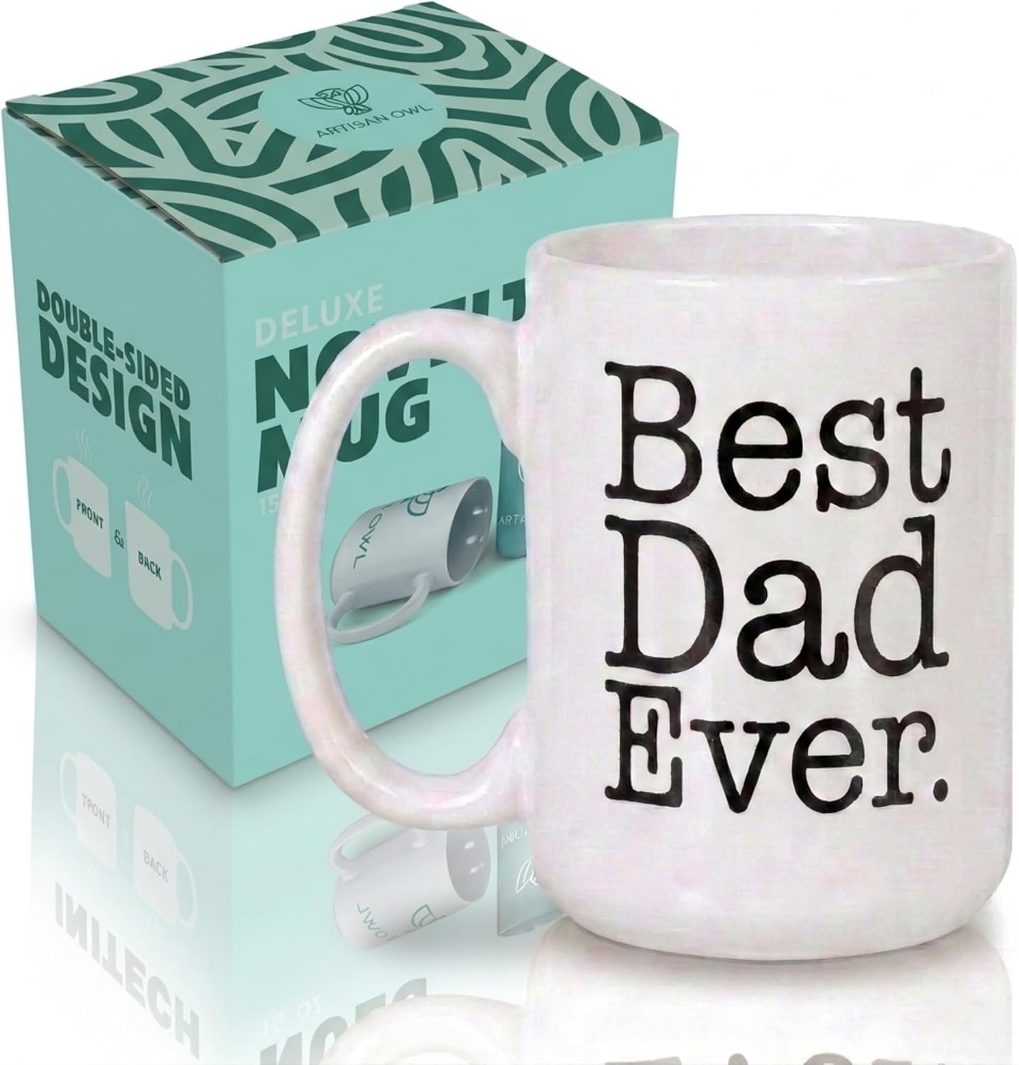 Artisan Owl Best Dad Ever Mug Large 15 oz Double-Sided Tea and Coffee Cup - Father's Day, Christmas & Birthday