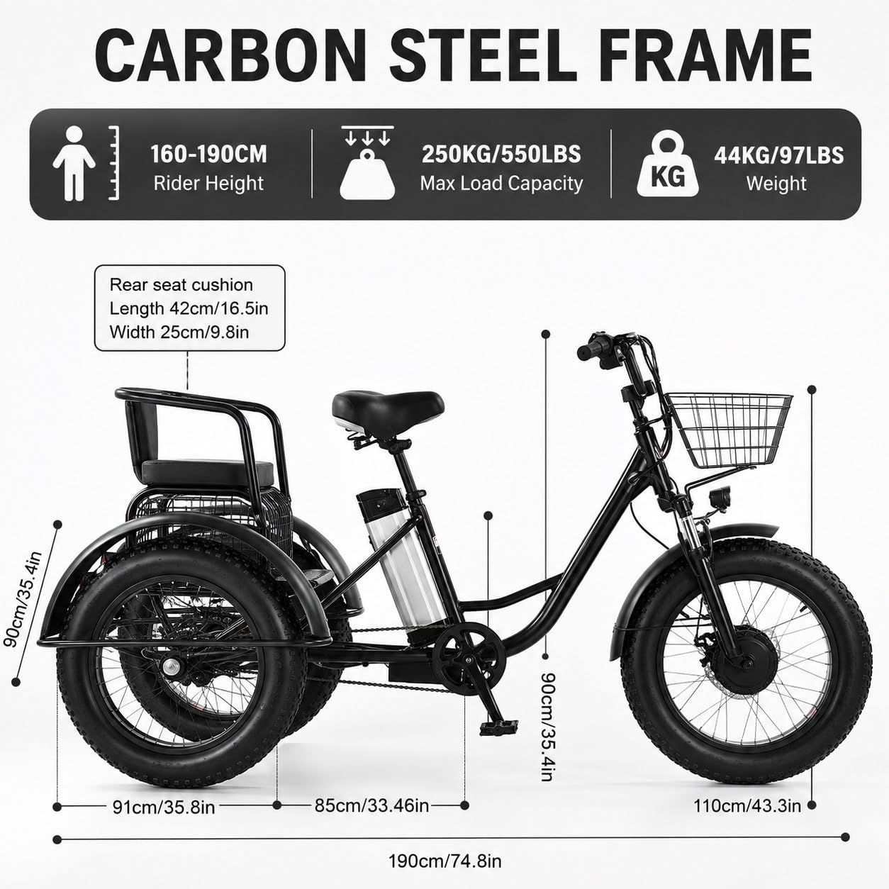 Tricycle électrique pour Adultes - Charge 200Kg B
