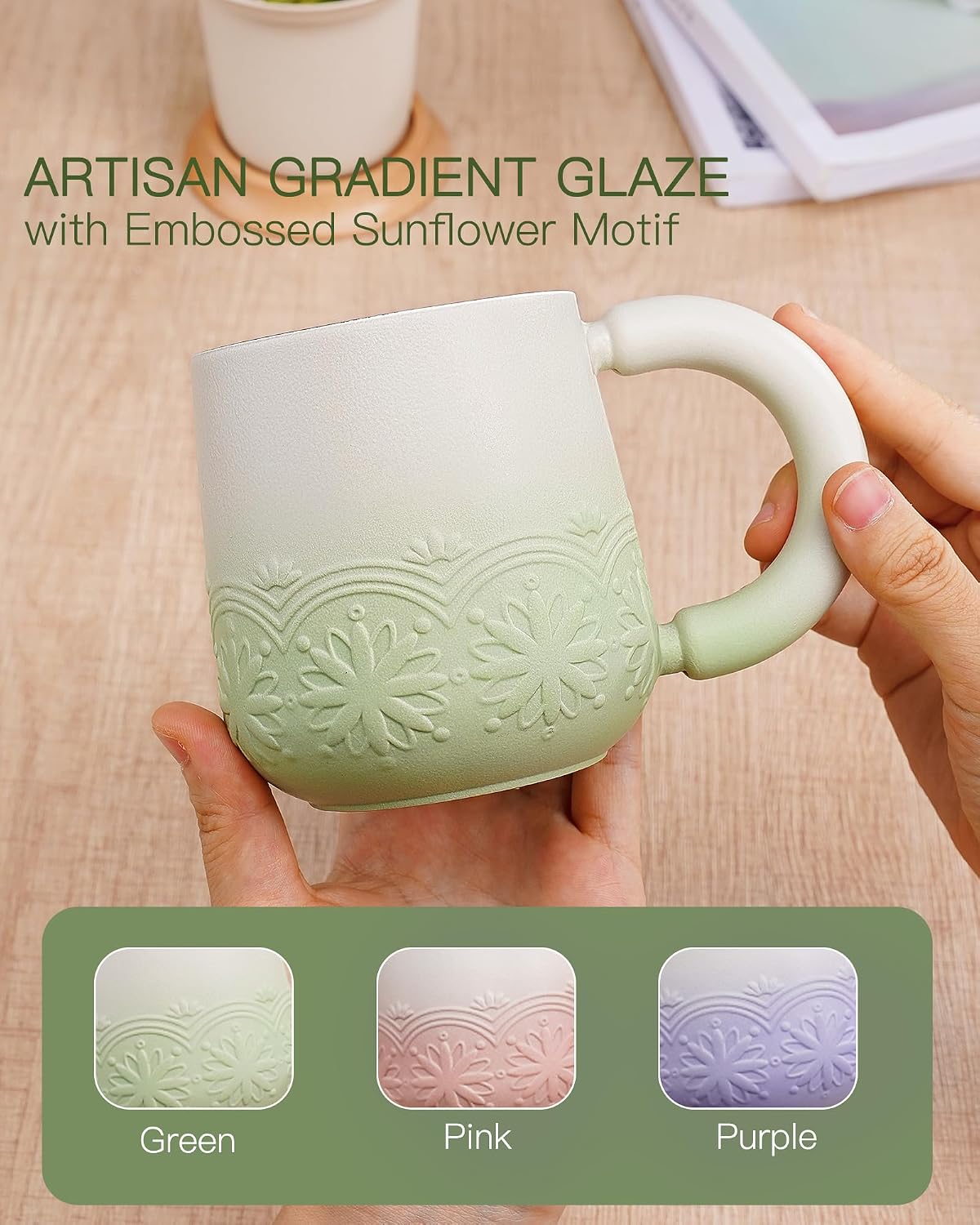 ZENS Tea Mug with Infuser and Lid for Loose Leaf Tea Steeper, 12oz Green