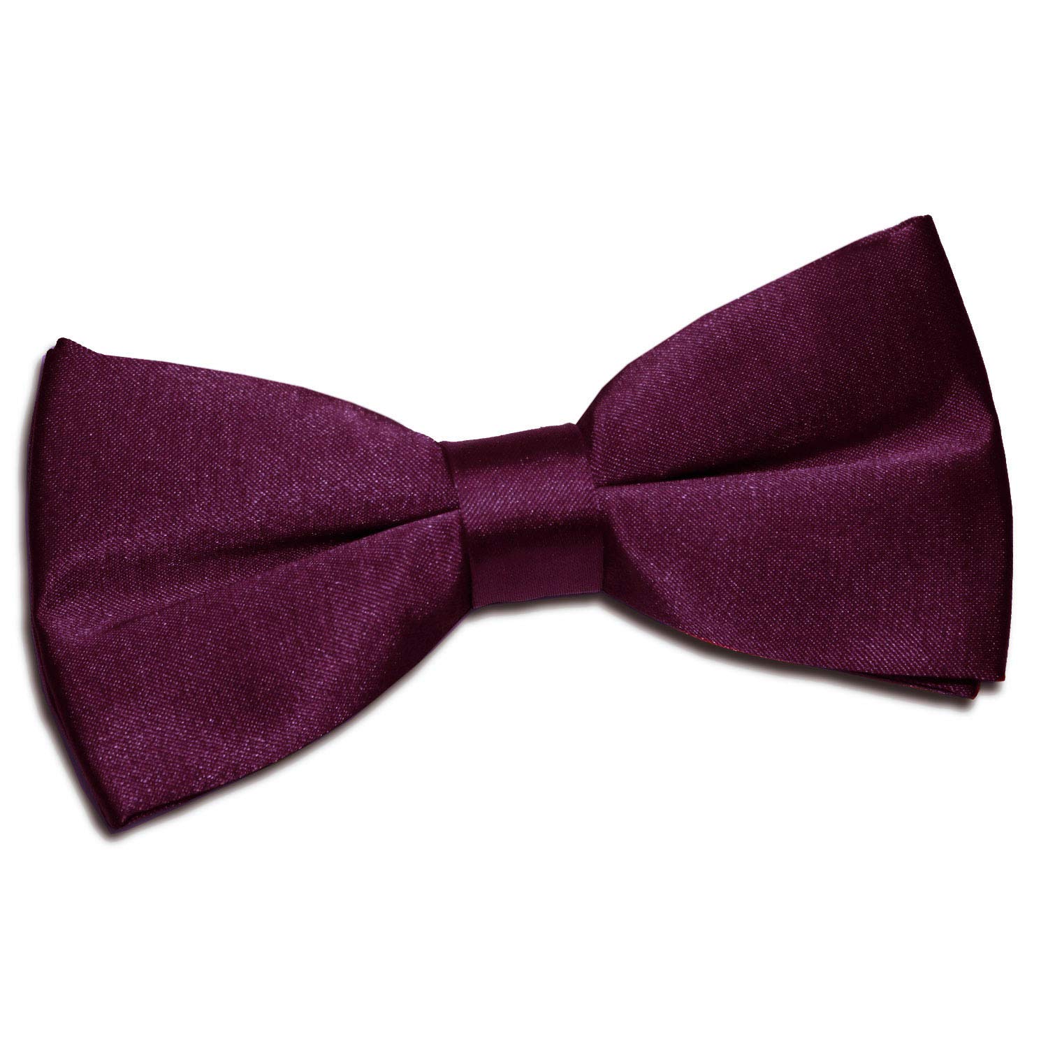 DQT Mens Plain Satin Pre-Tied Bow Tie - Wedding, Business & Formal Wear - Plum