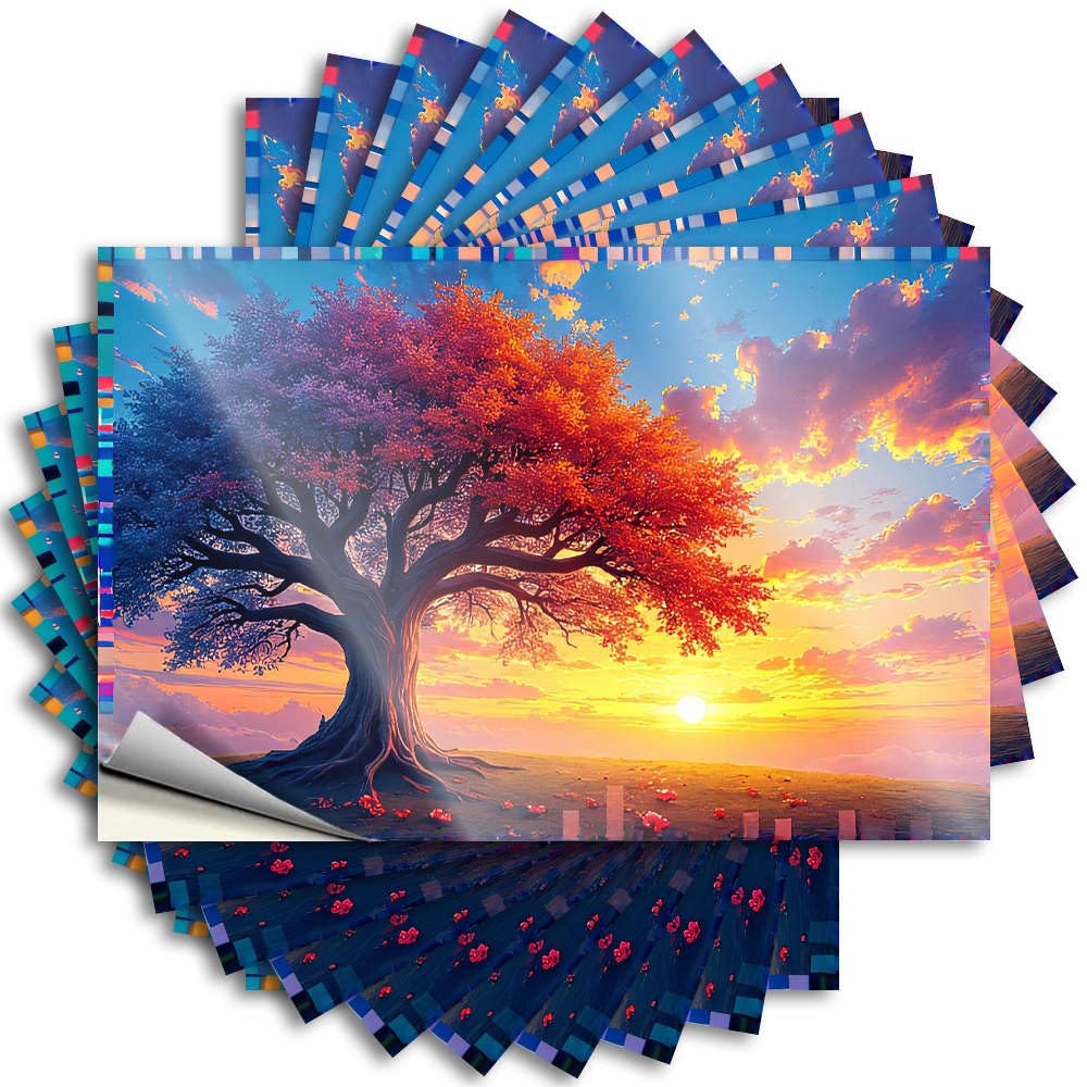 Saying Boys Bedroom Decor Vinyl Sticker | A Vibrant Tree with Colorful Leaves Against A Sunset Sky. Great for Fall Use(12X18CM)