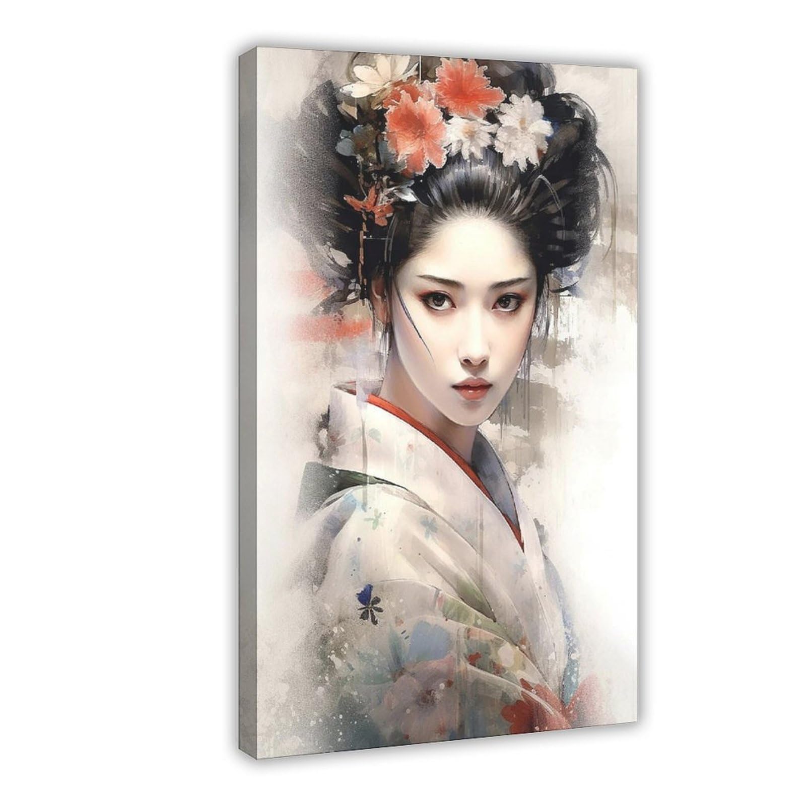 QNVJQKDSI Japanese Geisha Art (1) Canvas Poster Bedroom Decor Landscape Office Room Decor Gift 12" L X 18" W