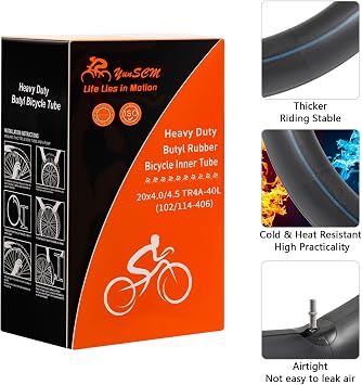 2-PCS 20x4 Heavy Duty Fat E-Bike Tire Tubes 20 x 4.0/4.5 TR4A-40L Scharder Valve (102/114-406) Inner Tubes Compatible with 20x4.0 20x4 20x4.25 20x4.50 Bike Bicycle Fat Tire Tubes