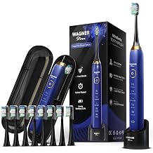 Wagner Stern The Sapphire Blue Edition ultrasonic whitening Electric Toothbrush Features Five Brushing Modes, Eight Soft Brush Heads, and a Premium Travel case.