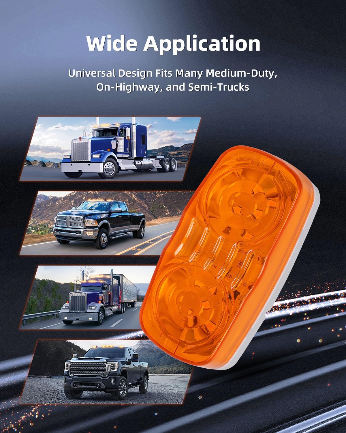 4x RV Trailer Marker LED Light Bullseye/Tiger Eye/Double Bubble Clearance Light 12 Amber 4x2 Rectangular LED Side Marker Light Surface Mount per Trucks Rvs