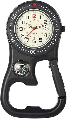 JewelryWe Men Women Clip-on Quarzt Watch Backpack Fob Belt Watch Glow in The Dark Pocket Watch for Rock Climbing Doctors Nurses Outdoor Activities for Mothers Day