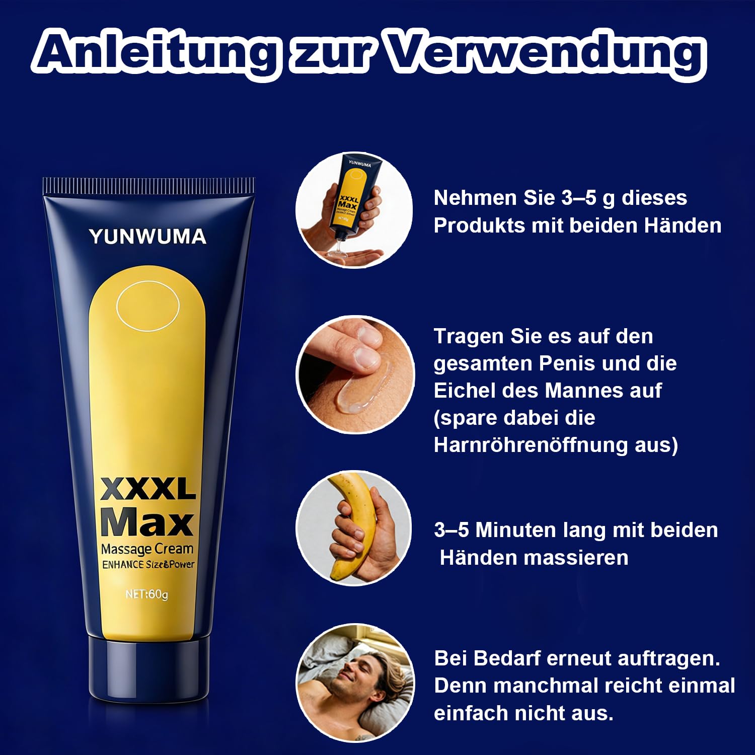 Crema per il pene XXL, per uomini, crema di ingrandimento e crescita per uomini, crema estensore per uomini, rende gli uomini più spessi, più lunghi e più forti, 60 g