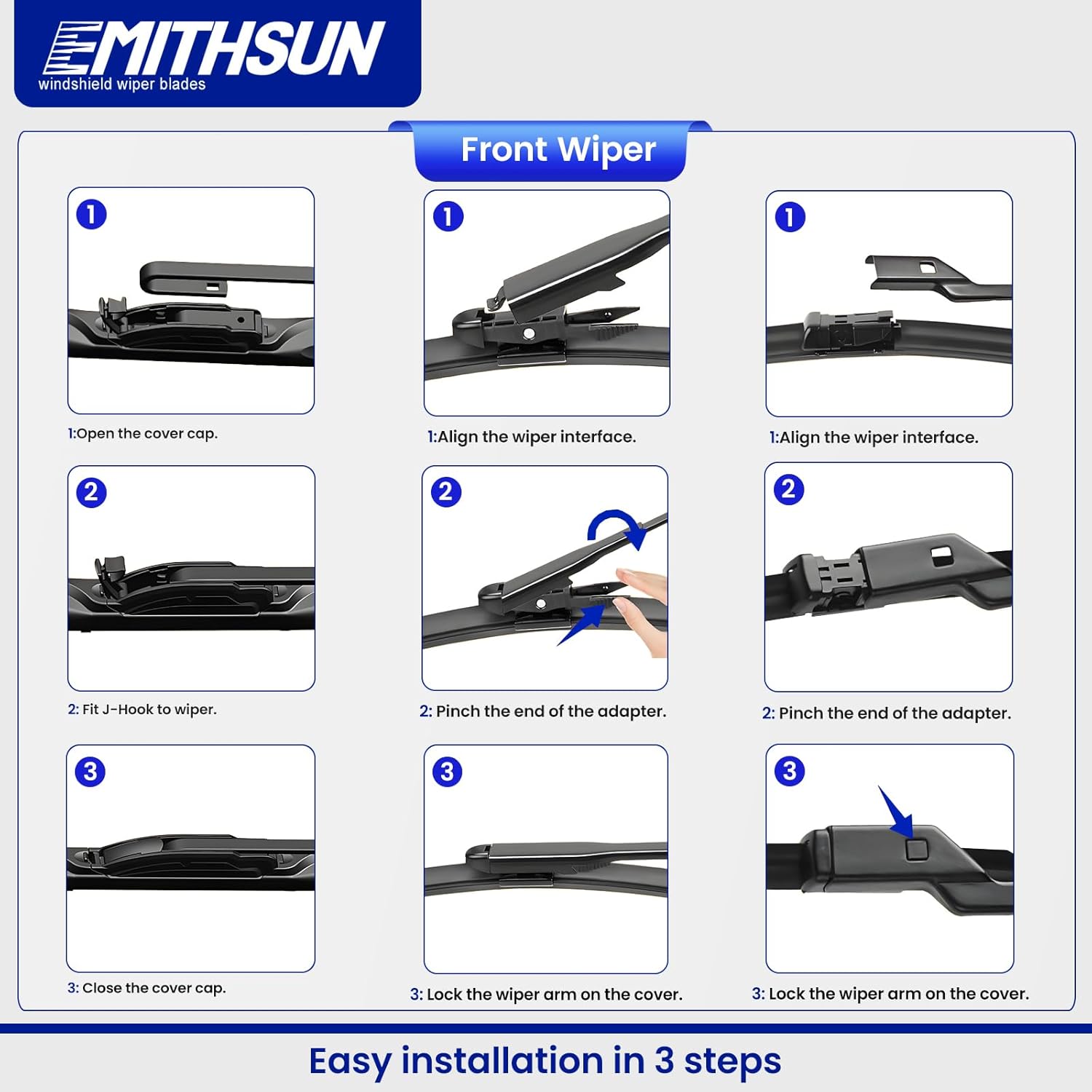 EMITHSUN® 22-Inch Wiper Blades: 2 - Pack Windshield Wipers for Chevrolet Avalanche Silverado Suburban Tahoe - All - Season Beam Design - Exact Replacement for Chevrolet Cars