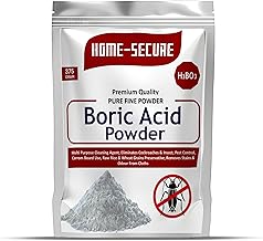 Home-Secure Boric Acid Powder for Cockroaches, Ant Repellent, Bed Bugs Killer, Carrom Board Powder, Rice Preservative, Kitchen Cleaner, Stain Remover, Industrial Cleaning Agent, Natural & Safe-375gm