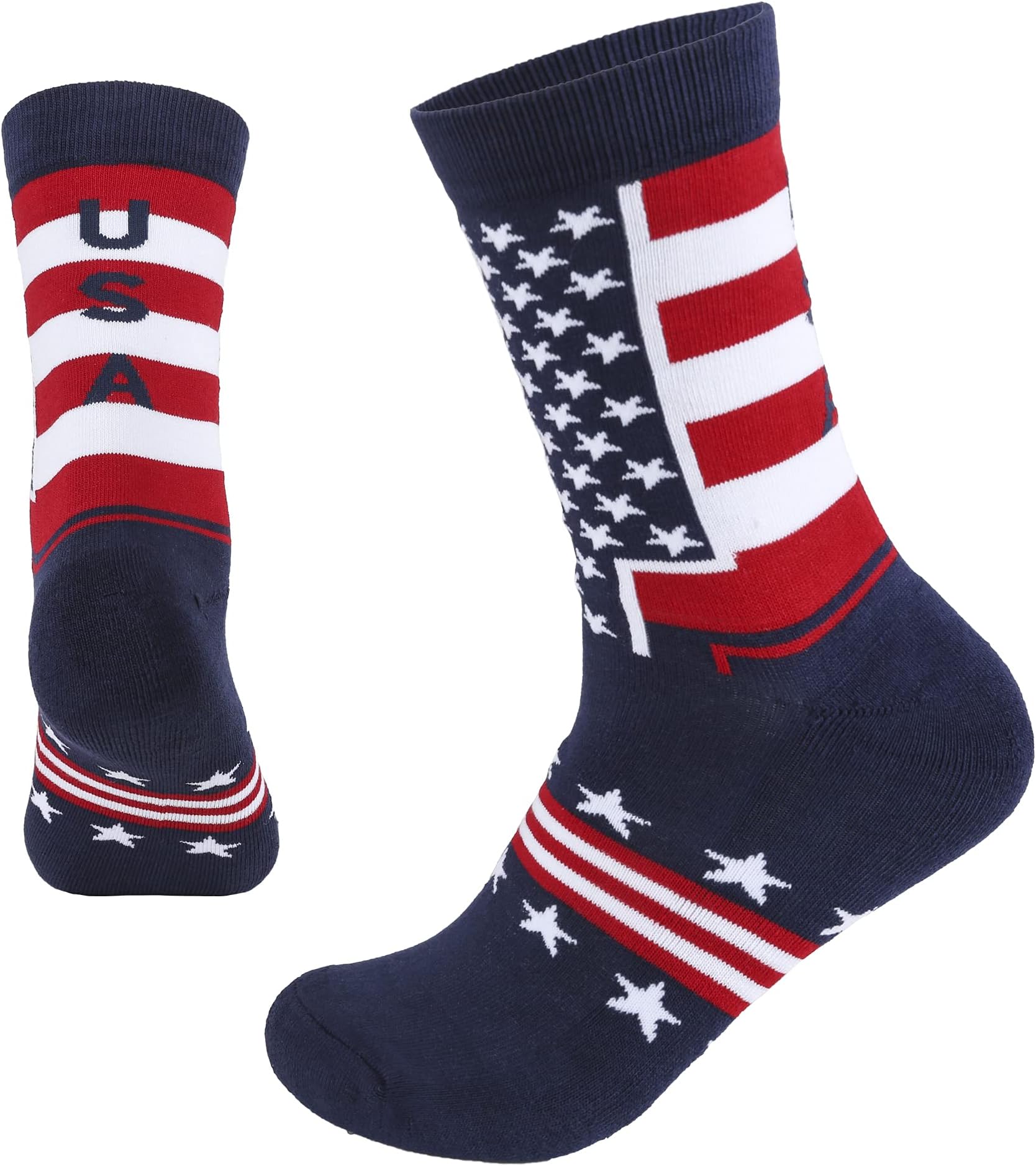 Cerheart RitAmerican Flag Socks Patriotic USA Freedom Premium High Socks Red White Blue Line Crew Socks
