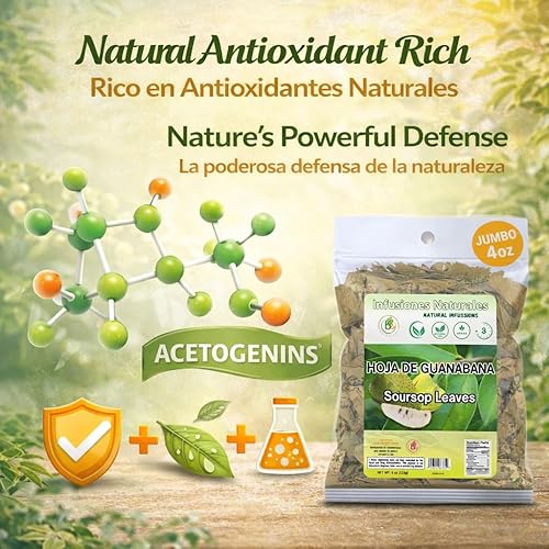 Miniatura 6 de Hojas de Guanábana (Té de Hojas de Guanábana) – Jumbo 4 oz – 100% Natural, Vegano, Sin OGM, Silvestre y Auténtico – Té Herbal Sin Cafeína – Rinde
